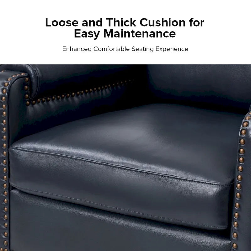 Kunz Transitional Genuine Leather Armchair with Removable Cushion and Nailhead Trims by HULALA HOME
