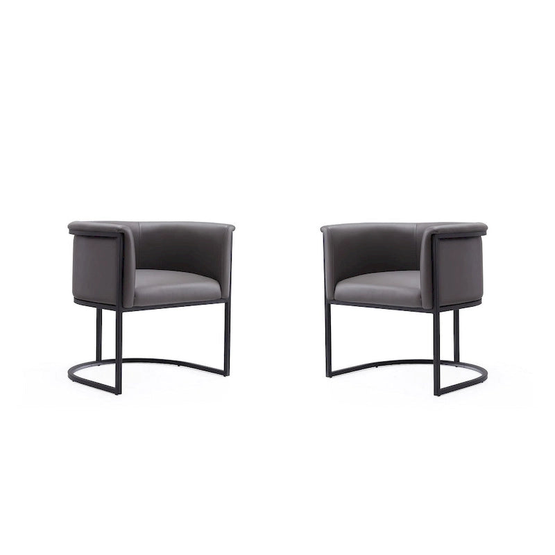Bali Saddle and Black Faux Leather Dining Chair (Set of 2)