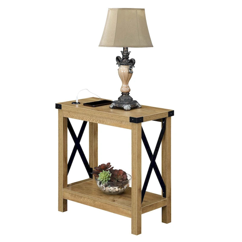 Convenience Concepts Durango Chairside Table with Charging Station and Shelf