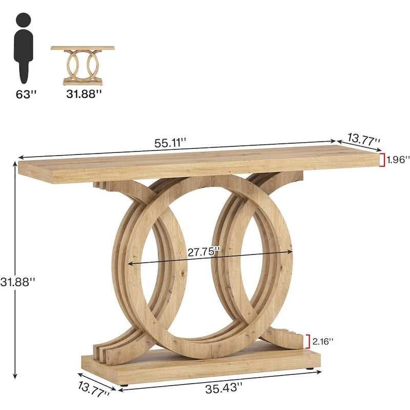 55 inches Farmhouse Console Table with Geometric Base