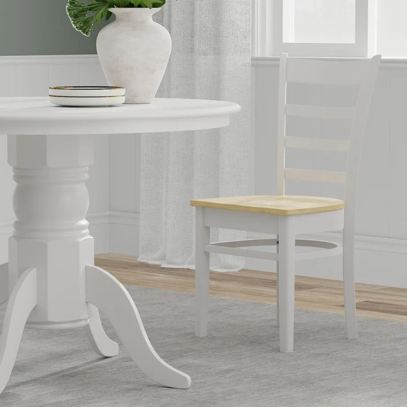 5-Piece Dining Set, 42 Round Pedestal Table and Slat Back Chairs