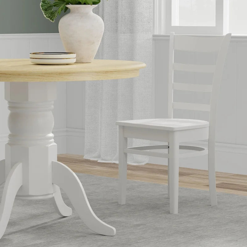 5-Piece Dining Set, 42 Round Pedestal Table and Slat Back Chairs