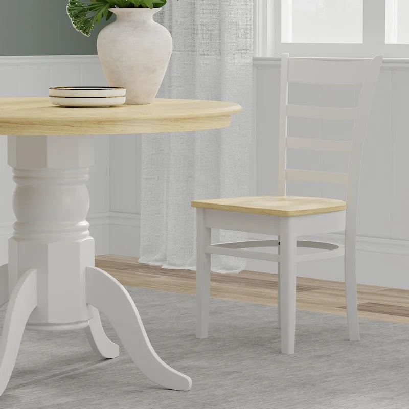 5-Piece Dining Set, 42 Round Pedestal Table and Slat Back Chairs