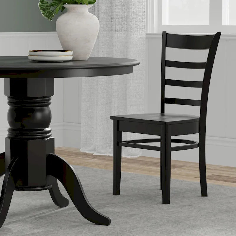 5-Piece Dining Set, 42 Round Pedestal Table and Slat Back Chairs