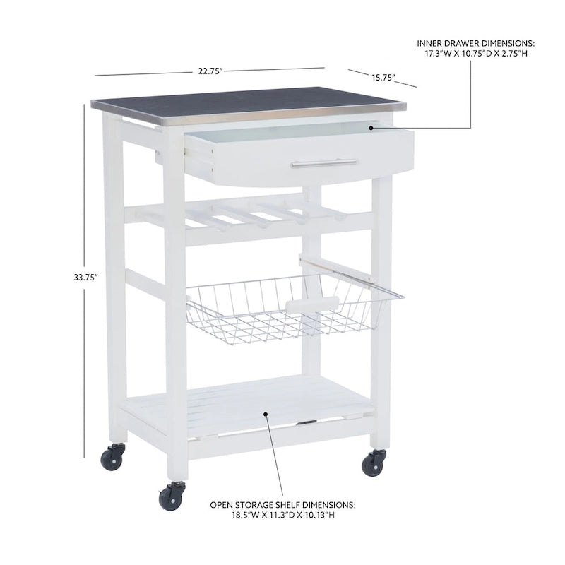 Jake Compact Mobile Rolling Kitchen Cart