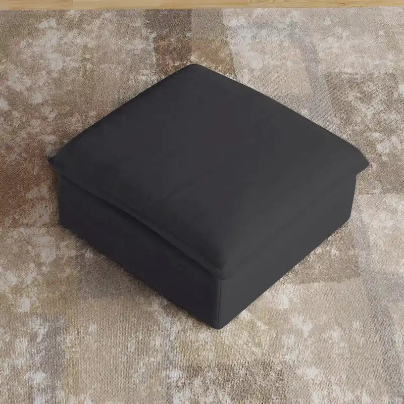 Modern Linen Upholstered Ottoman