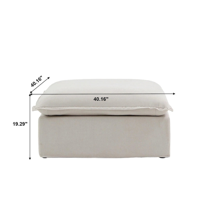 Modern Linen Upholstered Ottoman
