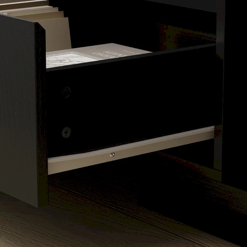 Modern Style Extendable TV Stand with 3Drawer White/Black 65.4-106.3