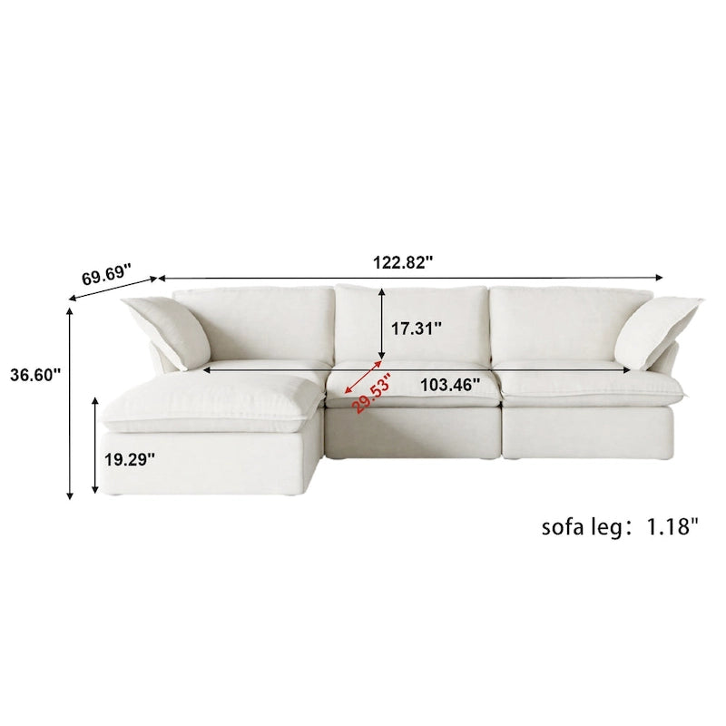 L-Shaped Linen Sectional Sofa Modern Comfortable Sofa