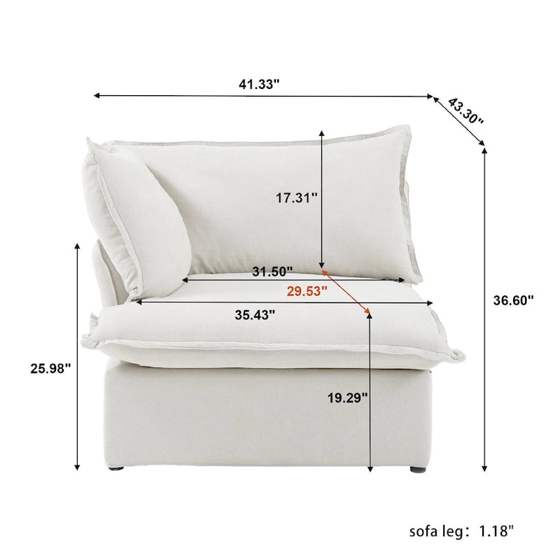 L-Shaped Linen Sectional Sofa Modern Comfortable Sofa