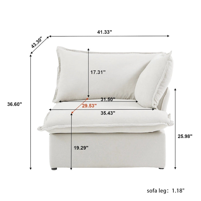 L-Shaped Linen Sectional Sofa Modern Comfortable Sofa