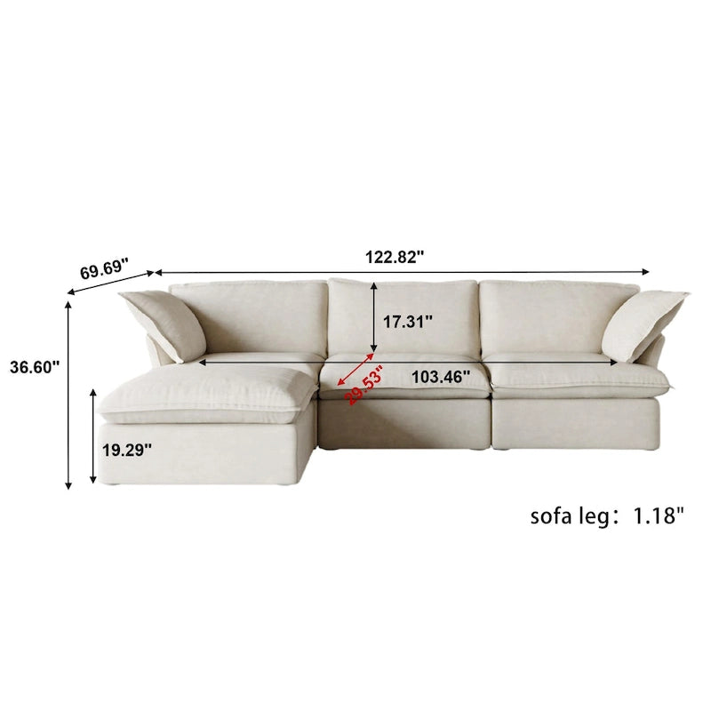 L-Shaped Linen Sectional Sofa Modern Comfortable Sofa