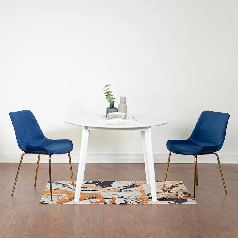 Roundhill Furniture Aufurr Contemporary 3-Piece Dining Set, White Round Table and 2 Chairs