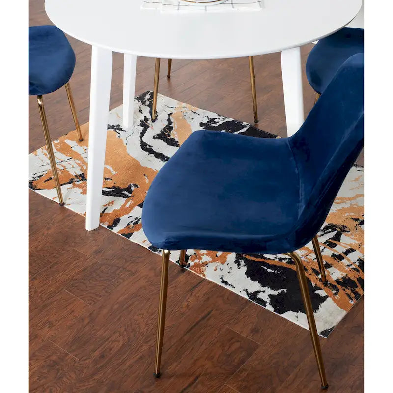 Roundhill Furniture Aufurr Contemporary 3-Piece Dining Set, White Round Table and 2 Chairs