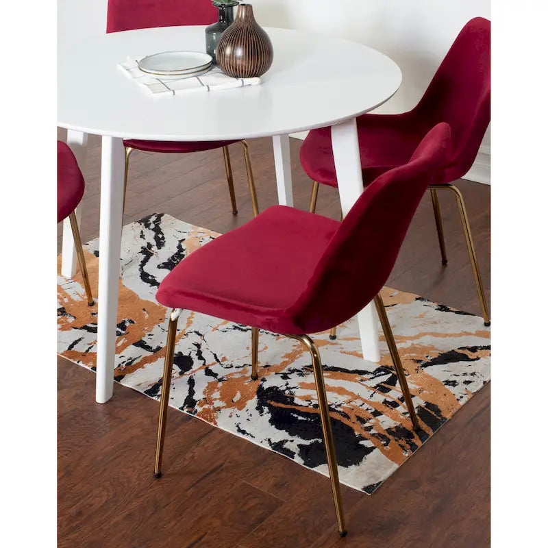 Roundhill Furniture Aufurr Contemporary 3-Piece Dining Set, White Round Table and 2 Chairs