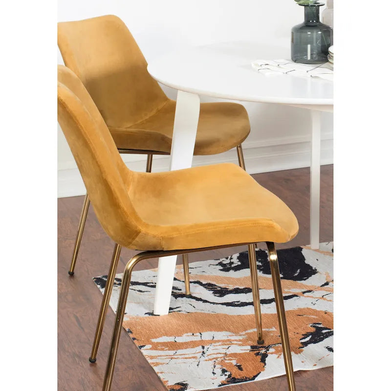 Roundhill Furniture Aufurr Contemporary 3-Piece Dining Set, White Round Table and 2 Chairs