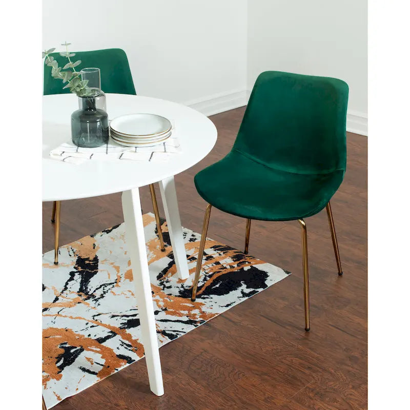 Roundhill Furniture Aufurr Contemporary 3-Piece Dining Set, White Round Table and 2 Chairs