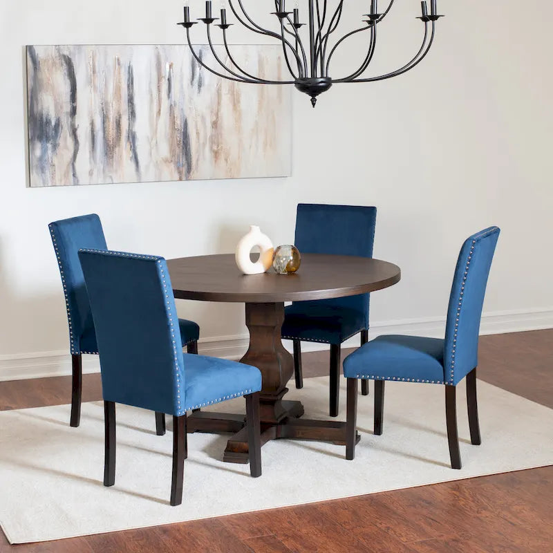 Roundhill Furniture Fordsville 5-piece Dining Set, Pedestal Round Table with 4 Stylish Chairs