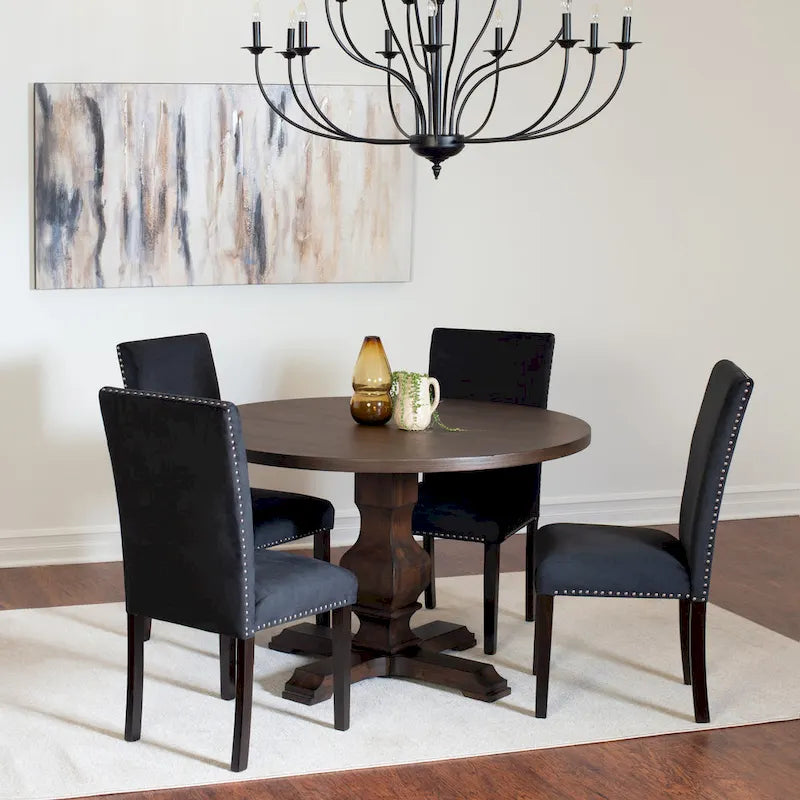 Roundhill Furniture Fordsville 5-piece Dining Set, Pedestal Round Table with 4 Stylish Chairs