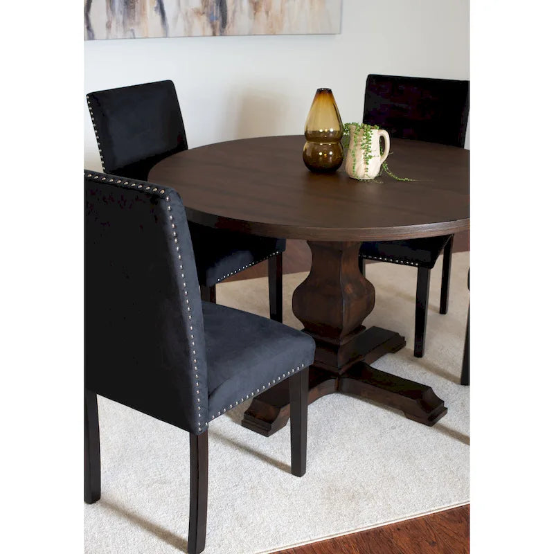 Roundhill Furniture Fordsville 5-piece Dining Set, Pedestal Round Table with 4 Stylish Chairs