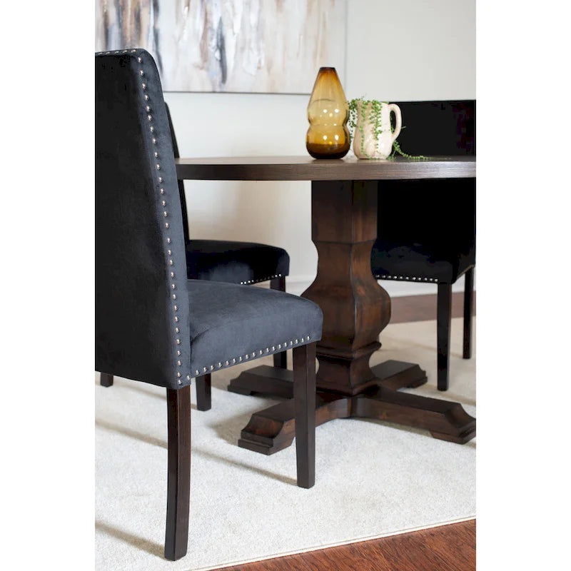 Roundhill Furniture Fordsville 5-piece Dining Set, Pedestal Round Table with 4 Stylish Chairs