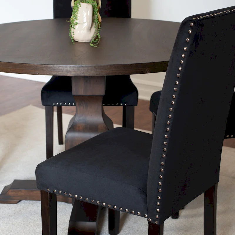 Roundhill Furniture Fordsville 5-piece Dining Set, Pedestal Round Table with 4 Stylish Chairs