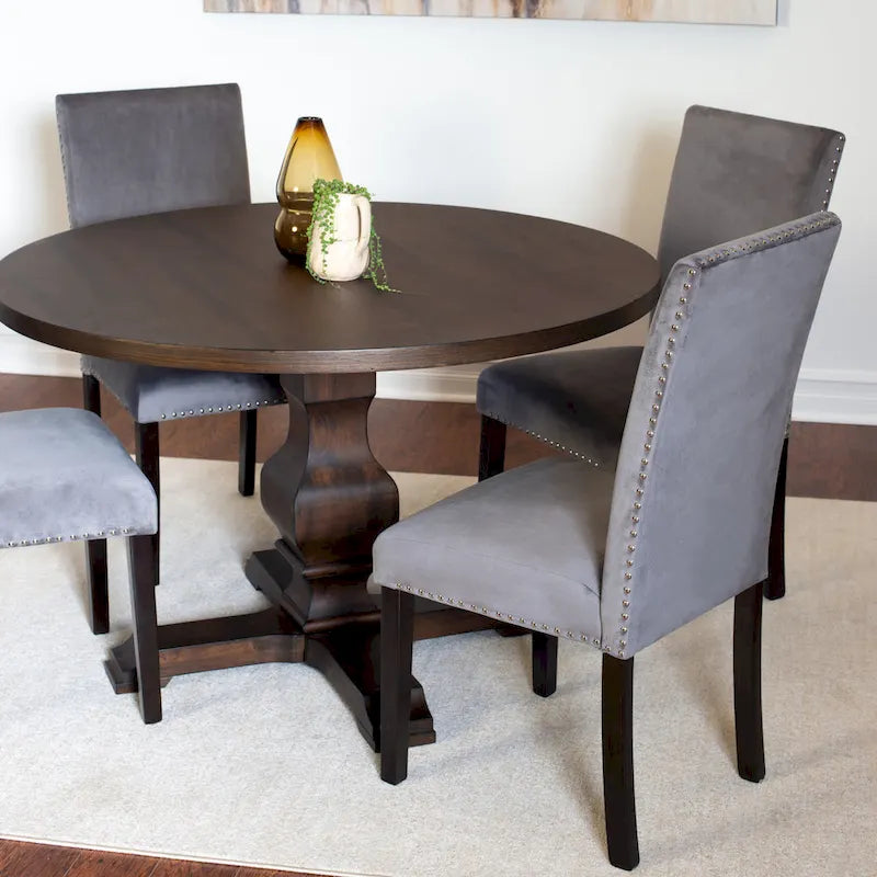 Roundhill Furniture Fordsville 5-piece Dining Set, Pedestal Round Table with 4 Stylish Chairs