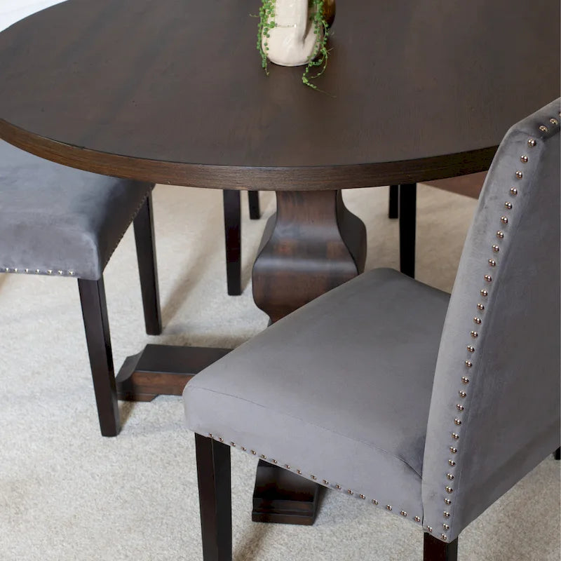 Roundhill Furniture Fordsville 5-piece Dining Set, Pedestal Round Table with 4 Stylish Chairs