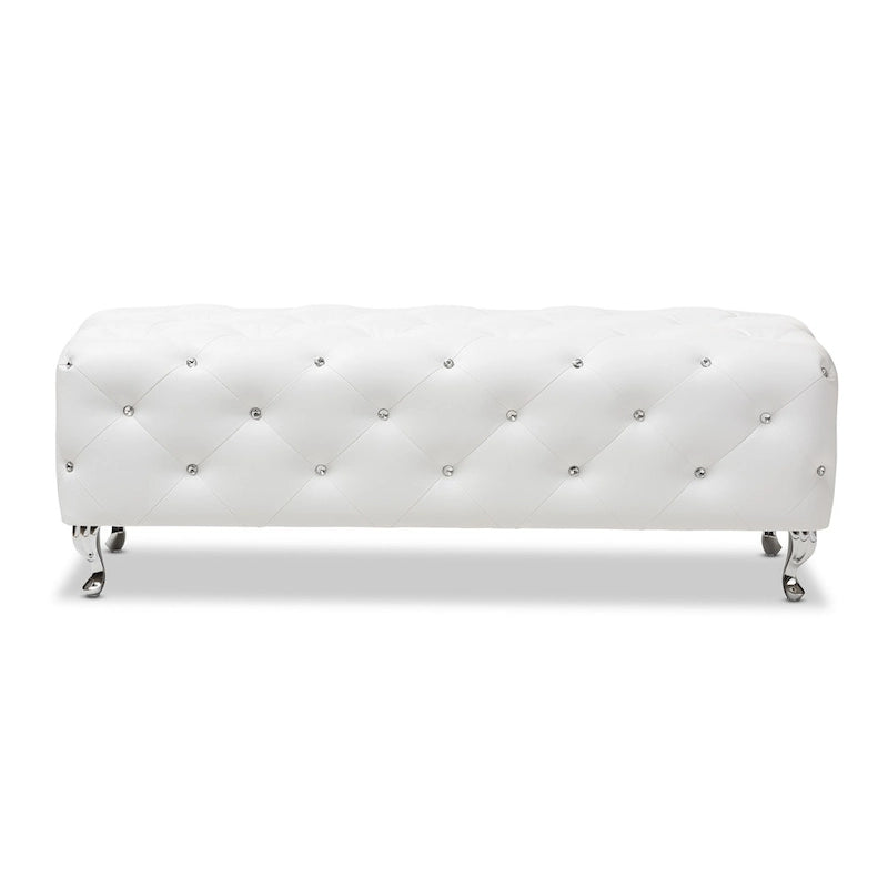Silver Orchid Heston Crystal Tufted Modern Bench