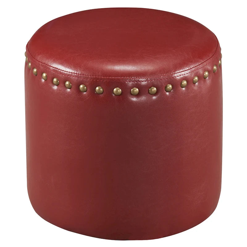 The Curated Nomad Barbossa Faux Leather Round Ottoman