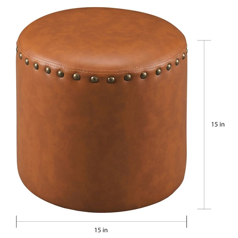 The Curated Nomad Barbossa Faux Leather Round Ottoman
