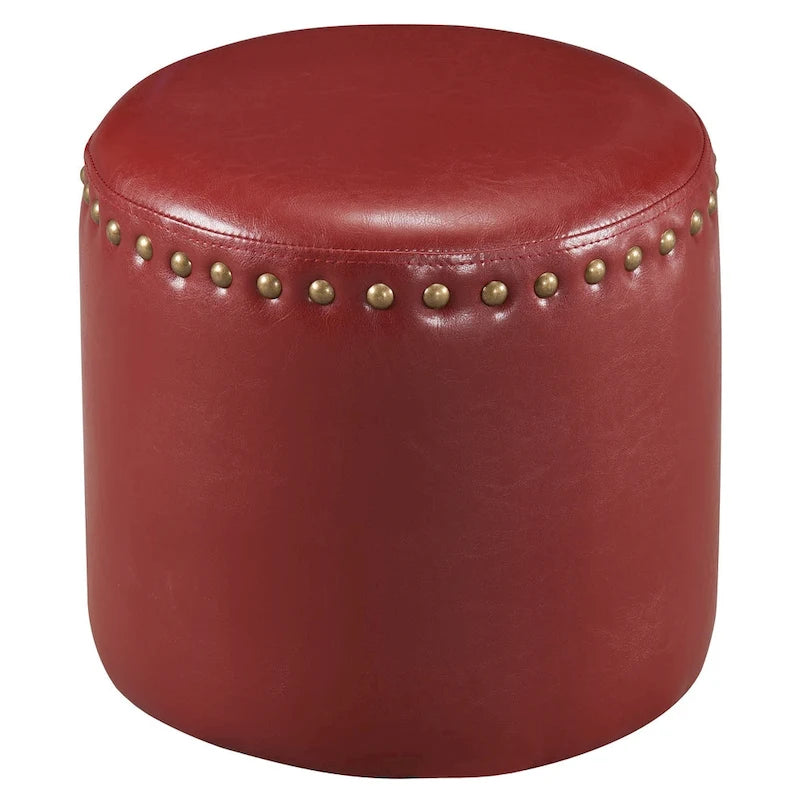 The Curated Nomad Barbossa Faux Leather Round Ottoman
