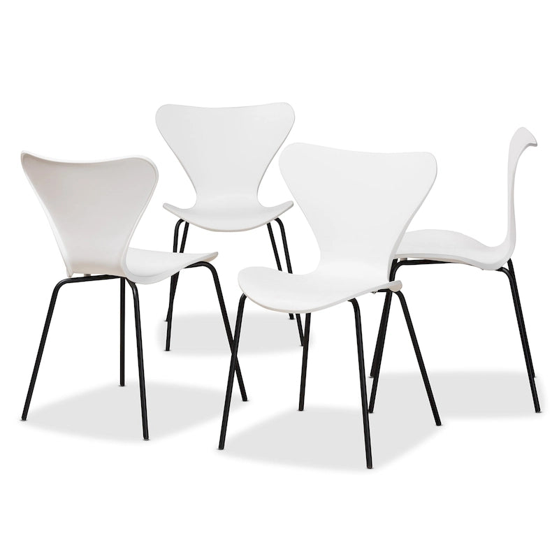 Jaden Modern and Contemporary 4-Piece Plastic/Metal Dining Chair Set
