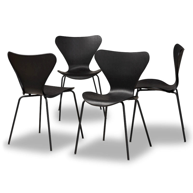 Jaden Modern and Contemporary 4-Piece Plastic/Metal Dining Chair Set