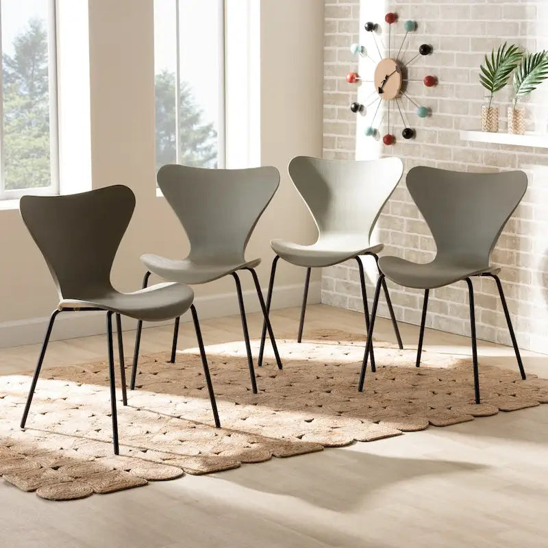 Jaden Modern and Contemporary 4-Piece Plastic/Metal Dining Chair Set