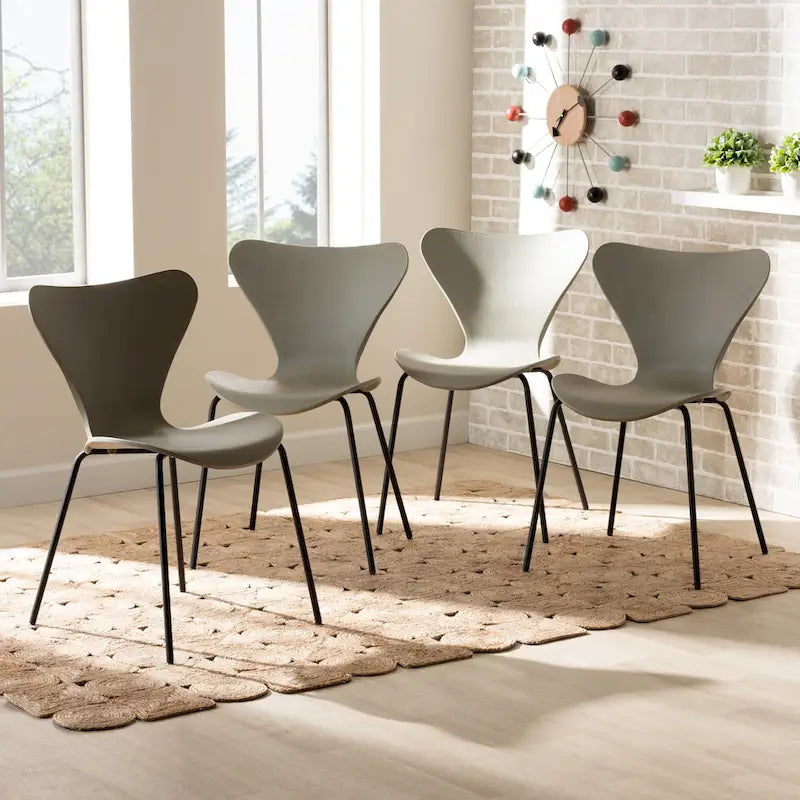 Jaden Modern and Contemporary 4-Piece Plastic/Metal Dining Chair Set