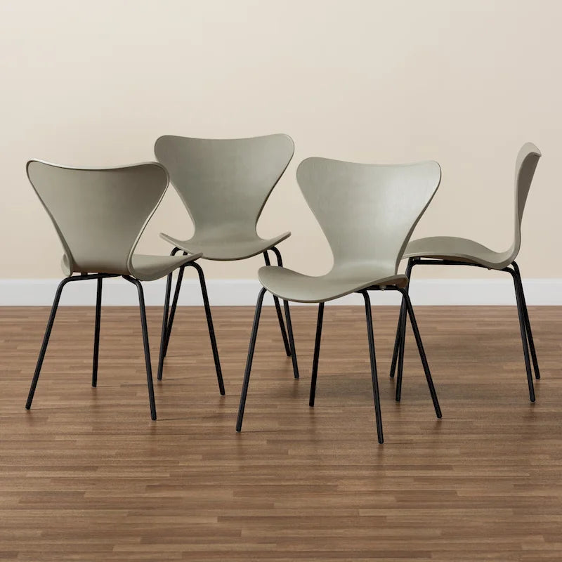 Jaden Modern and Contemporary 4-Piece Plastic/Metal Dining Chair Set