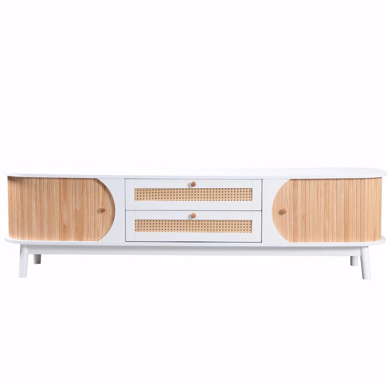 Modern Farmhouse Media Console with Solid Wood Legs
