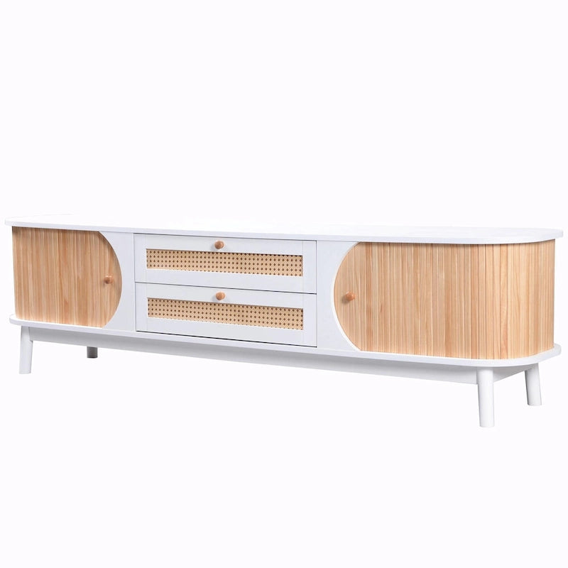 Modern Farmhouse Media Console with Solid Wood Legs