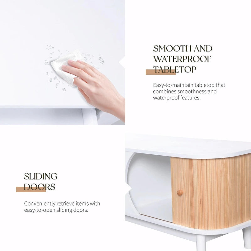 Modern Farmhouse Media Console with Solid Wood Legs