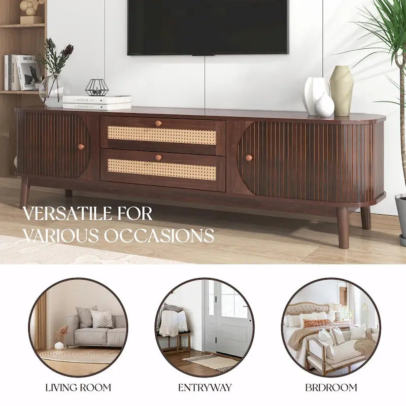 Modern Farmhouse Media Console with Solid Wood Legs