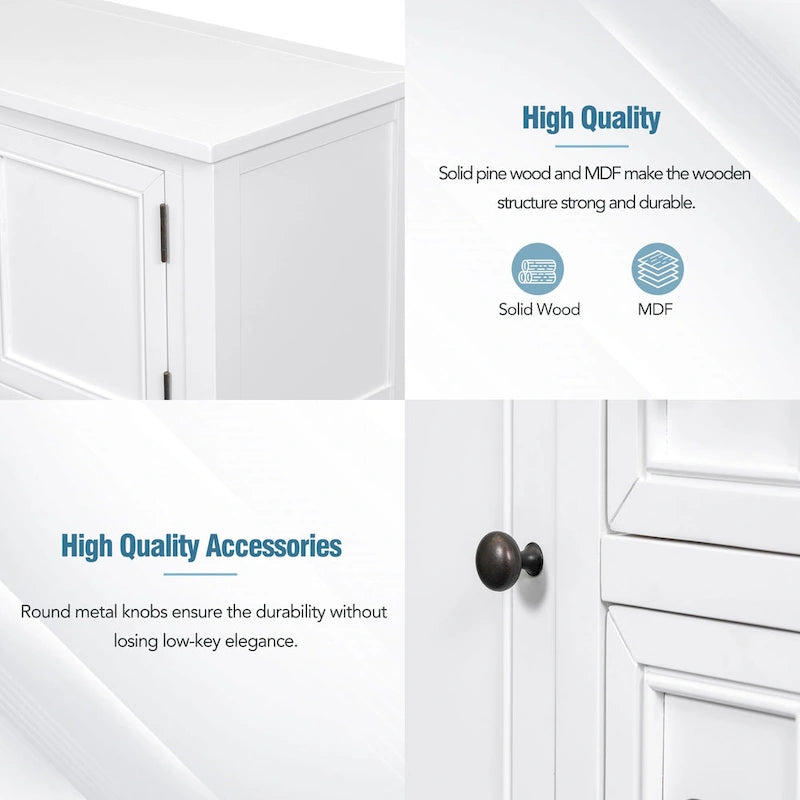 Vintage Console Table with 4 Drawers and Bottom Shelf