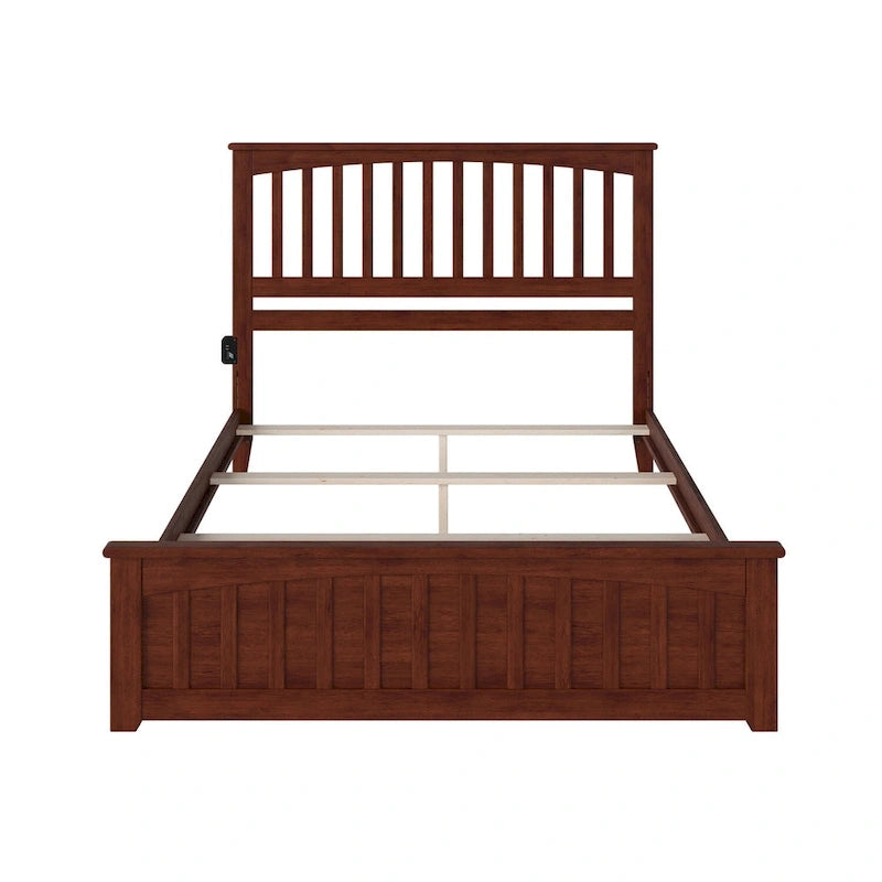 Mission Queen Foundation Bed Frame with Matching Footboard in Walnut