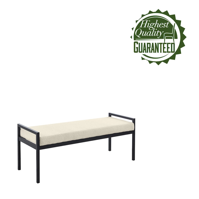 Porthos Home Rue Teddy Fabric Upholstered Bench with Steel Legs