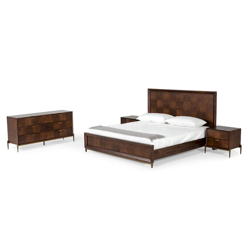 Modrest Shane Modern Acacia & Brass Bed
