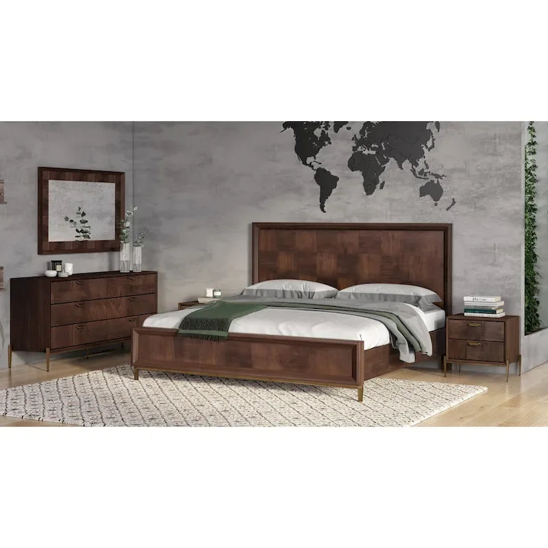 Modrest Shane Modern Acacia & Brass Bed