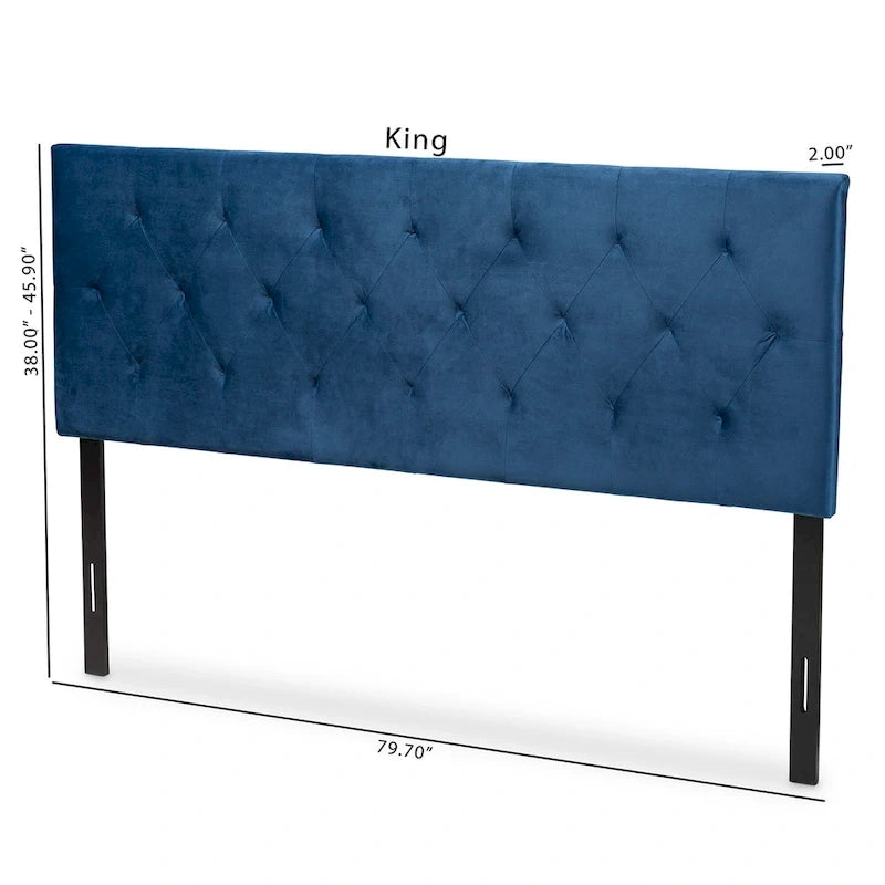 Felix Modern and Contemporary Velvet Upholstered Headboard-Navy Blue