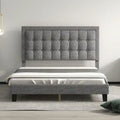 Bed Frame with Upholstered Button Tufted Headboard