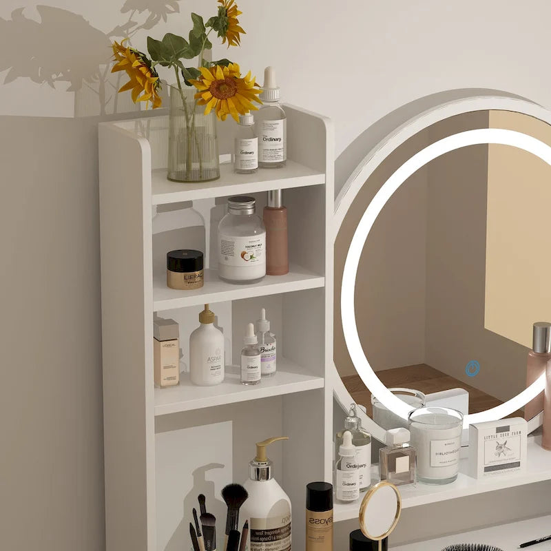 Timechee 31.5 Wide Makeup Vanity Set with Stool, Mirror,3 Color Light - 31.5W