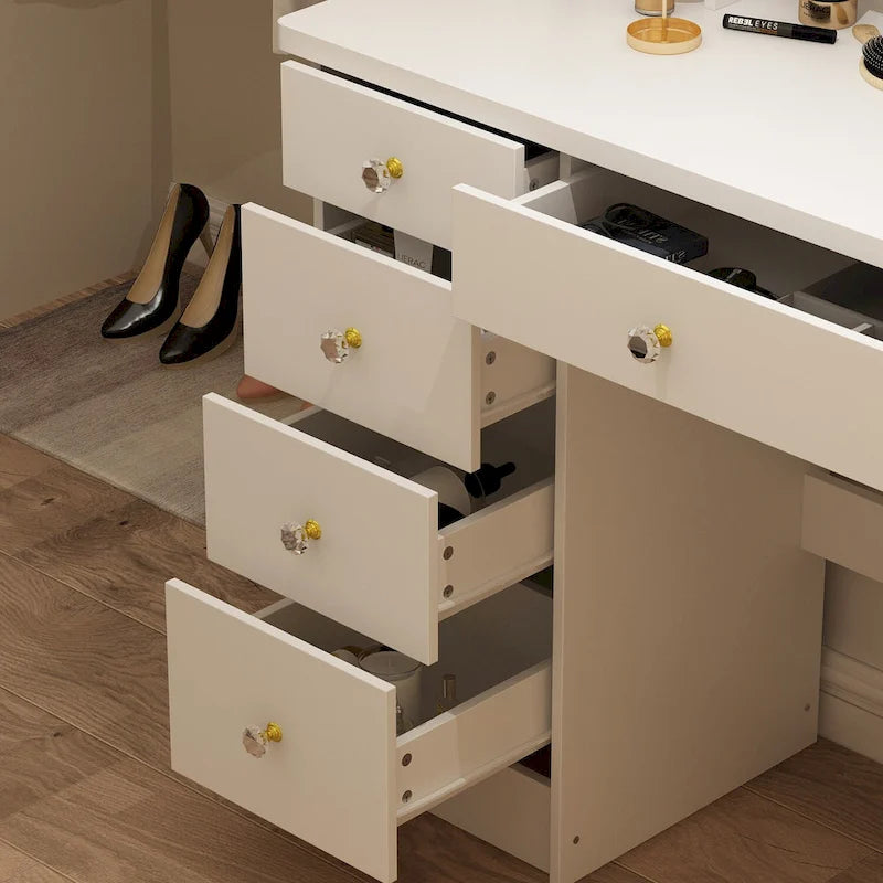 Timechee 31.5 Wide Makeup Vanity Set with Stool, Mirror,3 Color Light - 31.5W